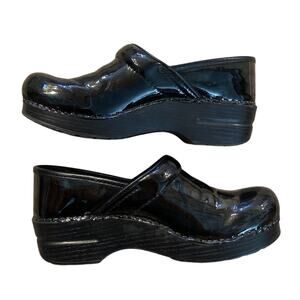 Dankso Patent Glossy Leather Healthcare Nurse High Support Slip On Clog Black 39